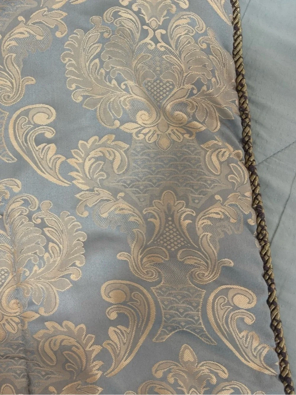 Luxury Vintage Blue Gold Beige Damask Comforter Set Grandmillennial